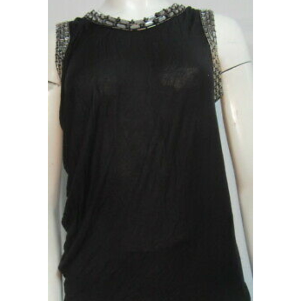 Lanvin Black Deco Crystal Embellished Top